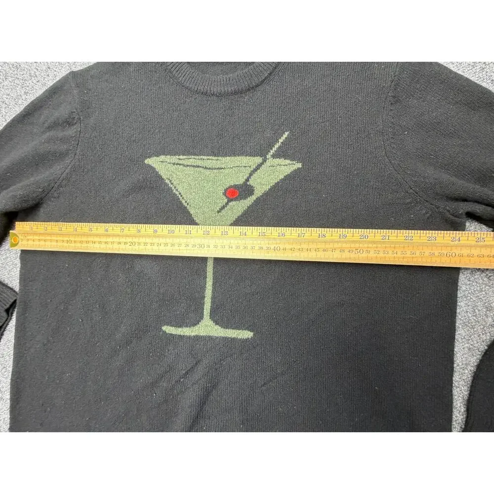 Vineyard Vines Mens L Black Merino Wool Martini Graphic Sweater NWOT